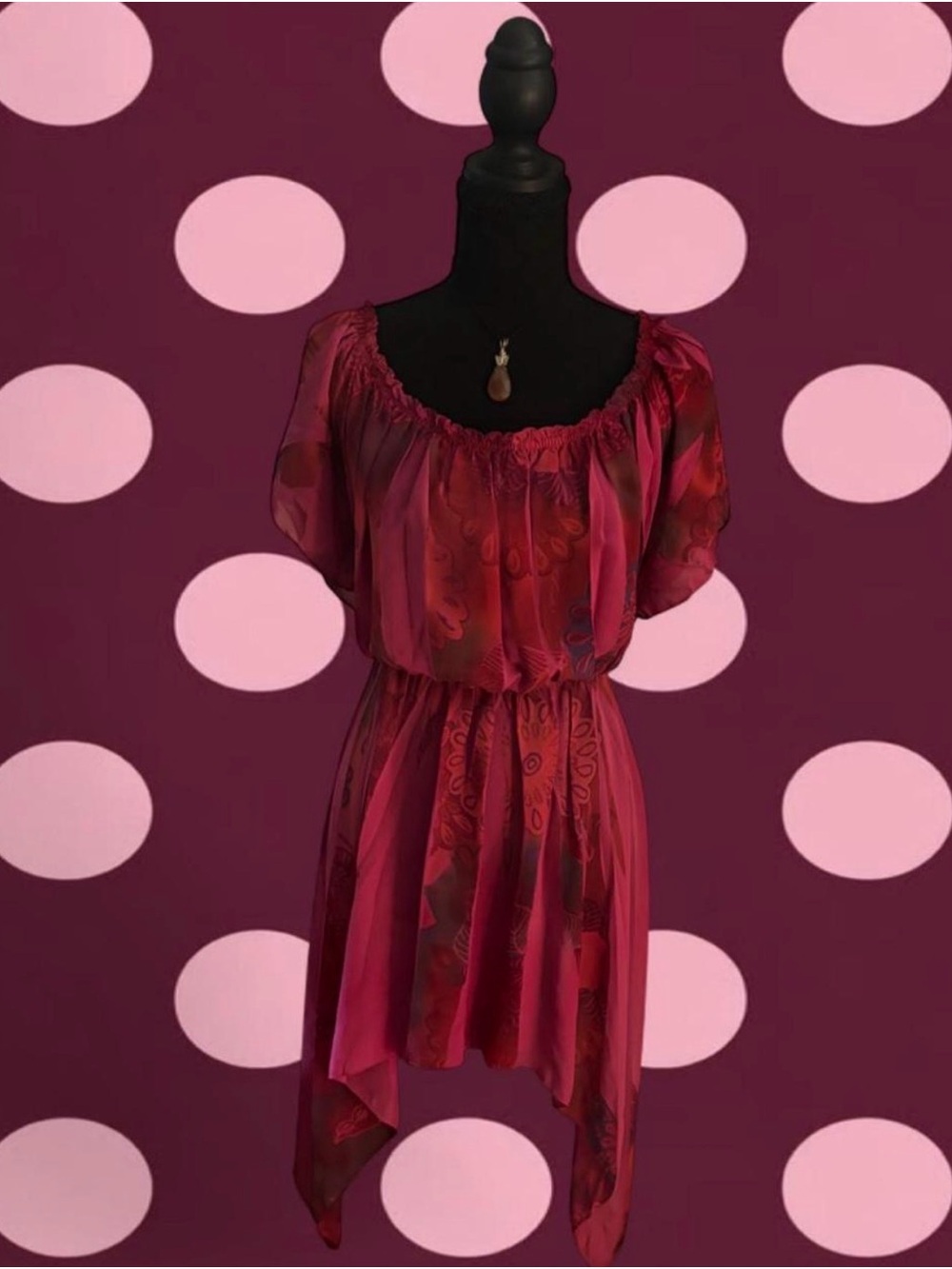 Fairycore whimsical Spectrum Raspberry Pink Asymmetrical Hem Dress